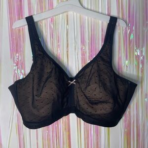 Cacique Black Full-Coverage polka dot Sheer Bra 42DDD